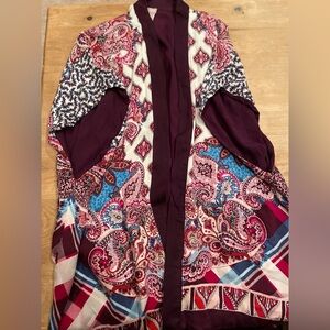 Chico’s Women’s Colorful Patchwork Kimono Duster Floral Paisley Casual S/M